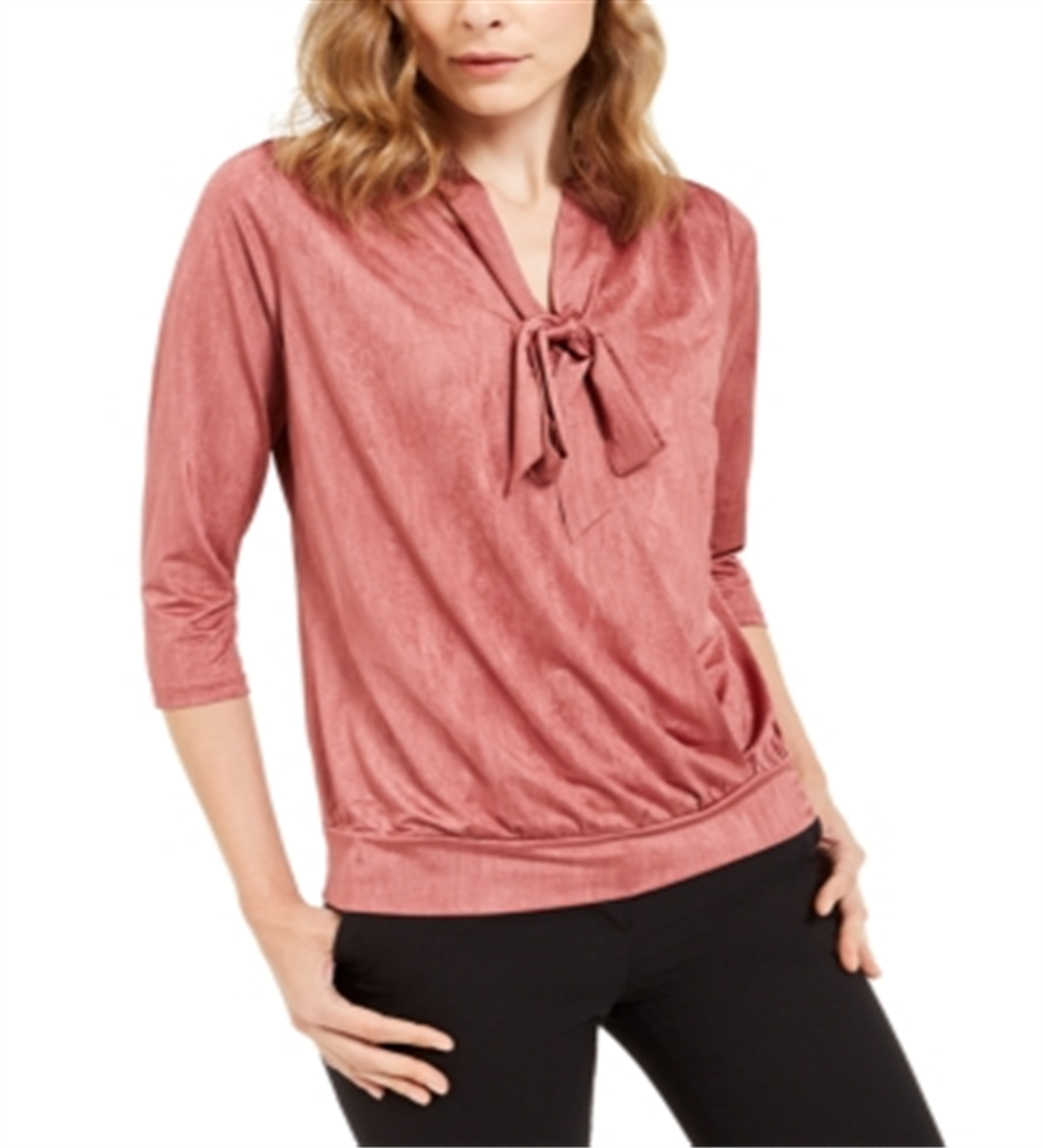 Alfani Women's Petite Tie-Neck Top  Pink Size Petite S
