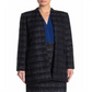 Material Girl Women's  Metallic Tweed Long Novelty Open Jacket Blue Size 12