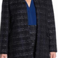 Material Girl Women's  Metallic Tweed Long Novelty Open Jacket Blue Size 12