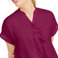 Charter Club Women's Linen Tie-Front Button-up Shirt  Red Size Large