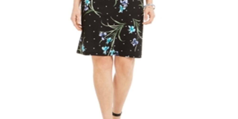 Karen Scott Women's Printed Boat-Neck Dress Black Size Small