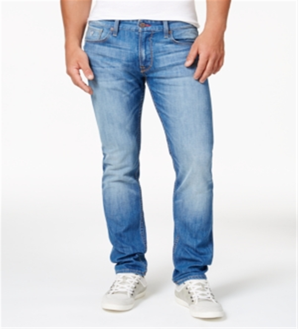 Guess Men's Light Blue Slim Straight Fit Stretch Jeans Light Blue Size 38X30