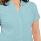 Karen Scott Women's Cotton Embroidered Shirt  Blue Size Large