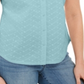 Karen Scott Women's Cotton Embroidered Shirt  Blue Size Large
