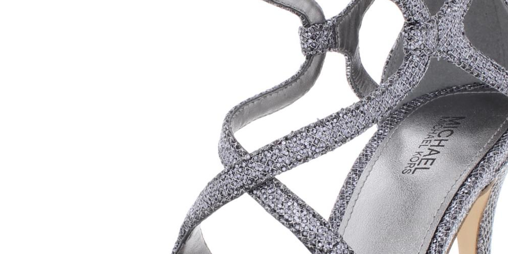 Michael Kors Women's Catia Dress Heels Glitter Pointed Toe Silver/Gun Size 6