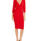 INC Women's Ring-Hardware Ruched MIDI Dress  Red Size Small