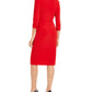 INC Women's Ring-Hardware Ruched MIDI Dress  Red Size Small