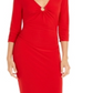 INC Women's Ring-Hardware Ruched MIDI Dress  Red Size Small