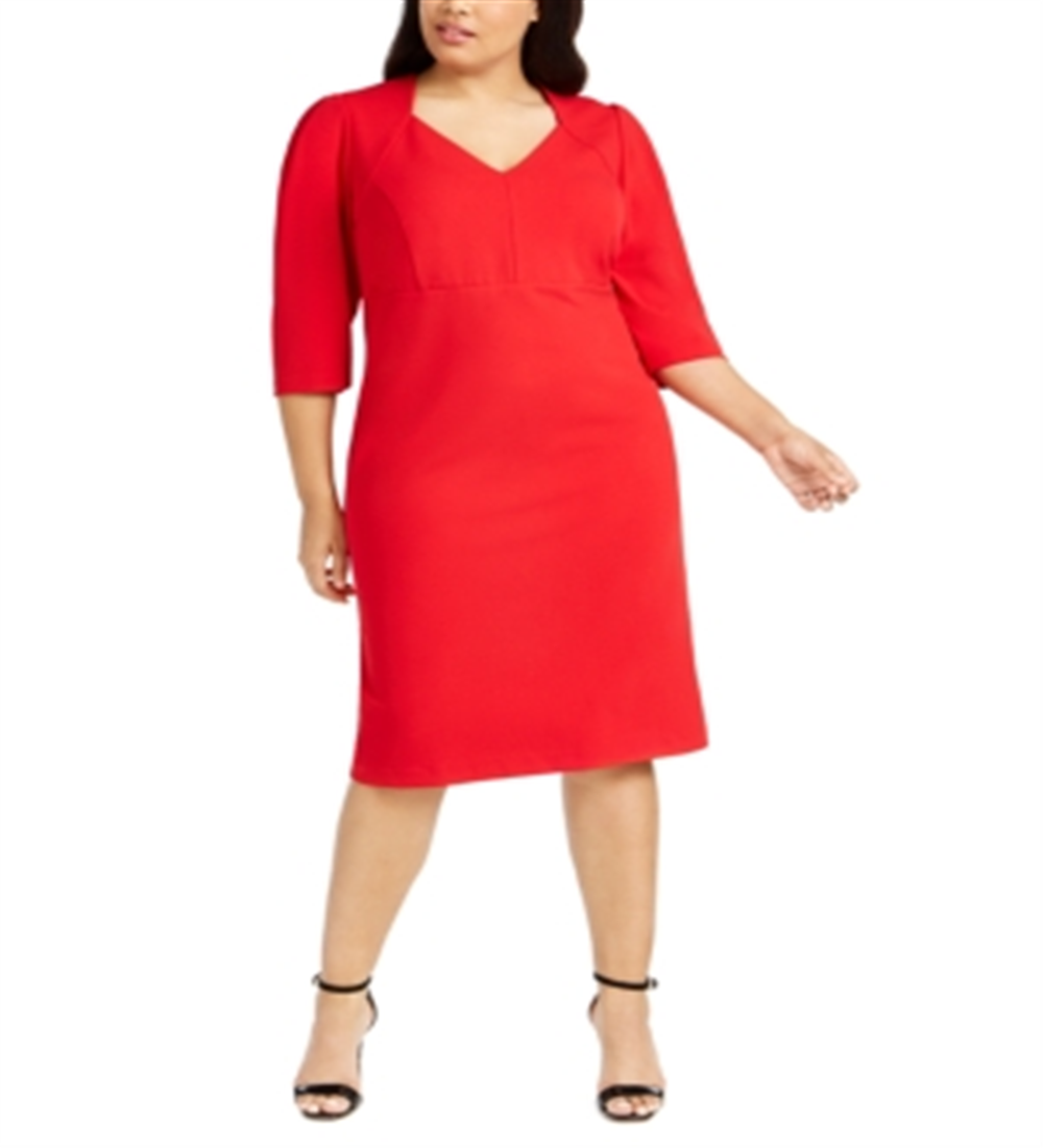Calvin Klein Plus New V-Neck Sheath Dress Choose Red Size 20W