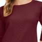 Charter Club Women's Jacquard Bow Cuff Top Red Petite Small