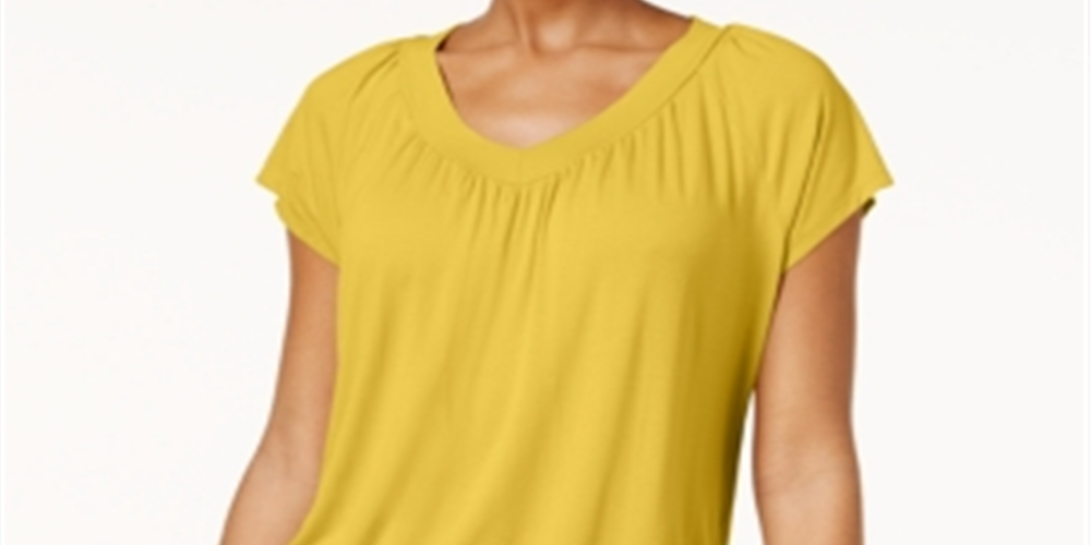 JM Collection Women's Blouson T-Shirt Yellow Size Medium