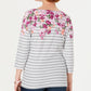 Karen Scott Women's Three Quarter Sleeve Printed Top Gray Size Large