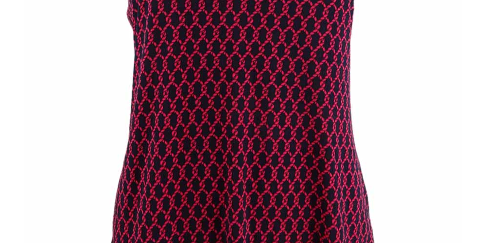 Tommy Hilfiger Women's Printed Ruched Sleeve Top Red Size X-Large