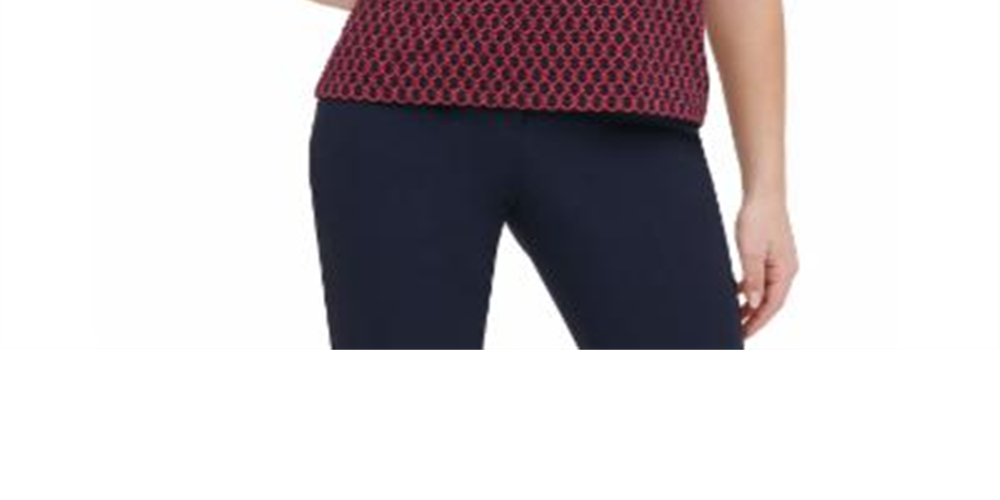 Tommy Hilfiger Women's Printed Ruched Sleeve Top Red Size X-Large