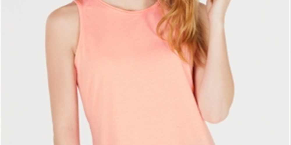 Ideology Women's Heathered Keyhole-Back Tank Top  Spring Tulip  Size L