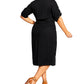 City Chic Women's Plus V Neck Casual MIDI Dress Black Size 18W