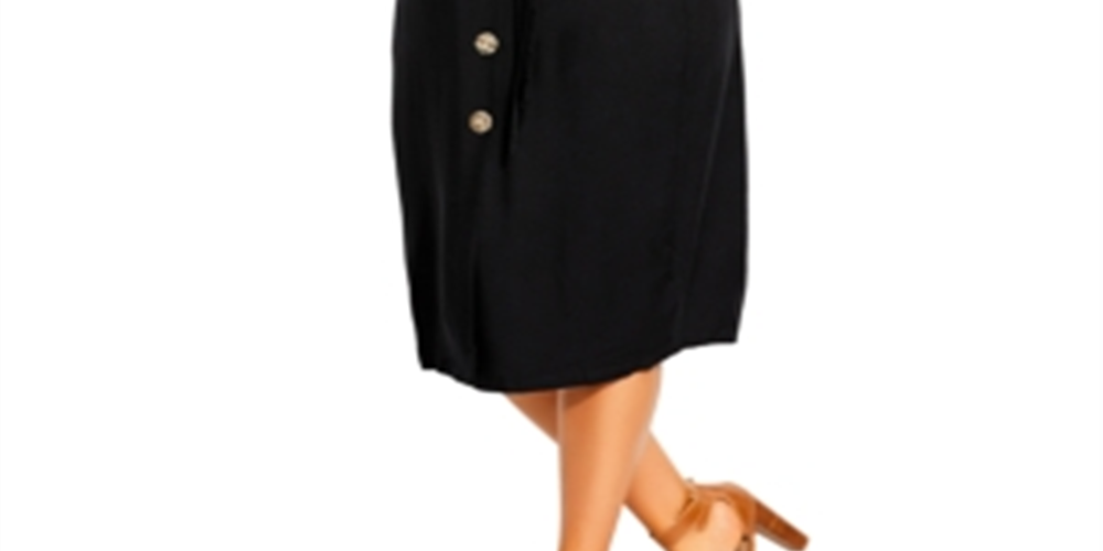 City Chic Women's Plus V Neck Casual MIDI Dress Black Size 18W