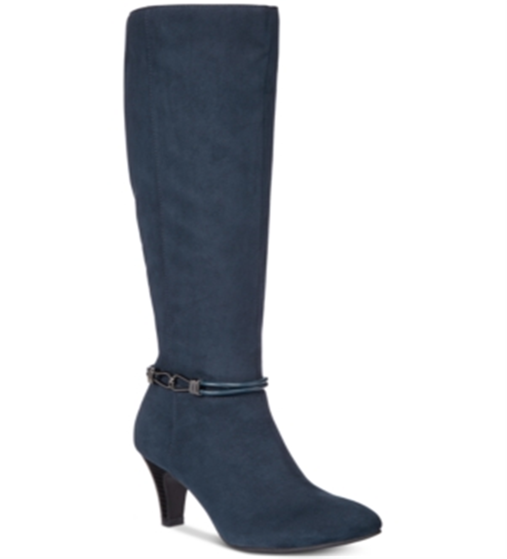 Karen Scott Women's Hollee Fabric Almond Toe Knee High Fashion Shoes Navy Size 6.5 M-WC