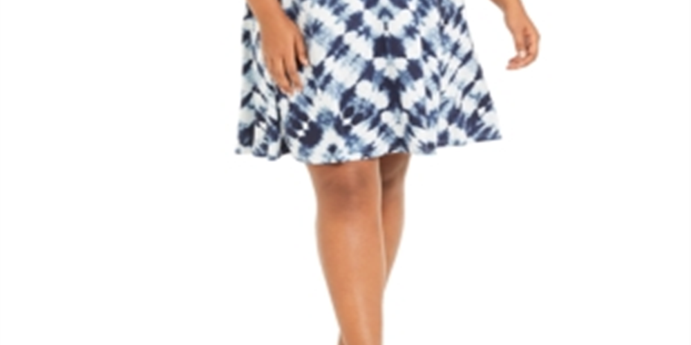Style & Co Women's Plus Cold Shoulder Dress Blue Size 1X