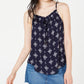 Hippie Rose Junior's Printed Tie Front Tank Top Blue Size XS