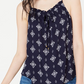 Hippie Rose Junior's Printed Tie Front Tank Top Blue Size XS