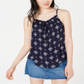 Hippie Rose Junior's Printed Tie Front Tank Top Blue Size XS