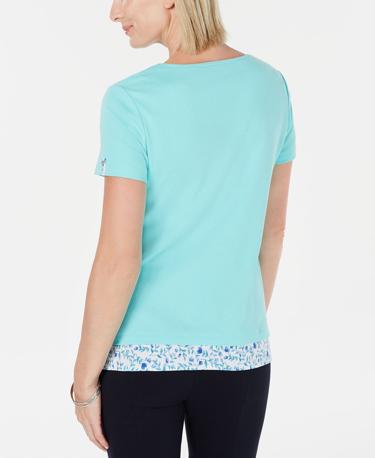 Karen Scott Women's Layered Look Top Blue Size L