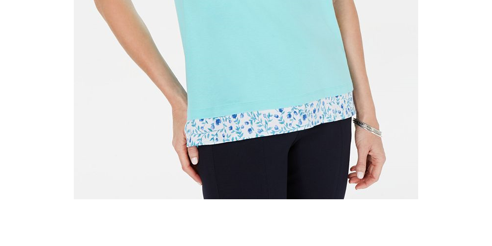 Karen Scott Women's Layered Look Top Blue Size L