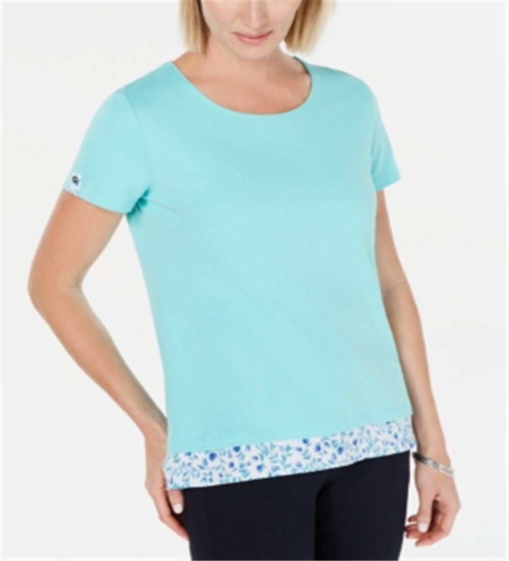 Karen Scott Women's Layered Look Top Blue Size L