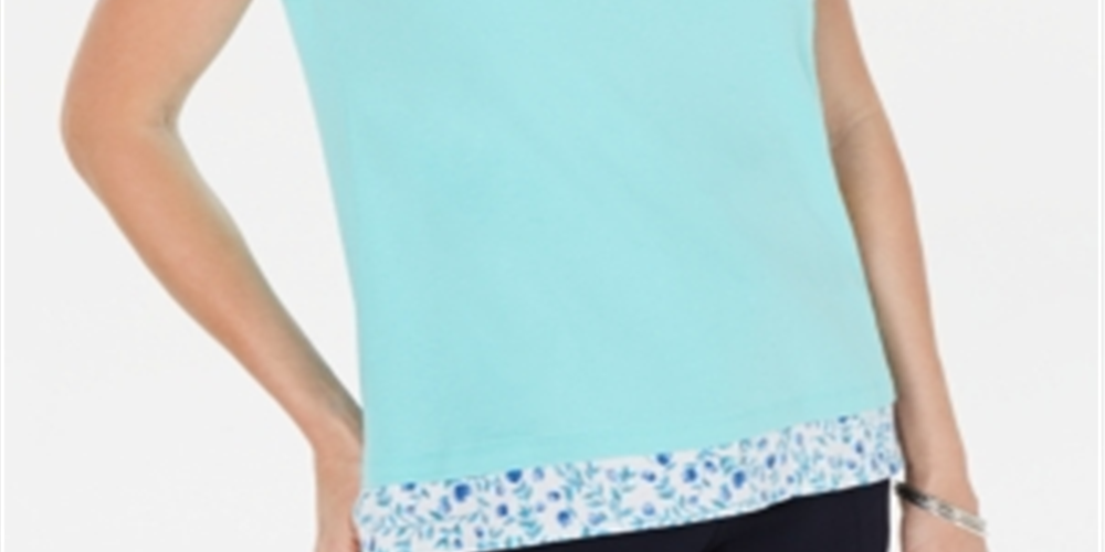 Karen Scott Women's Layered Look Top Blue Size L