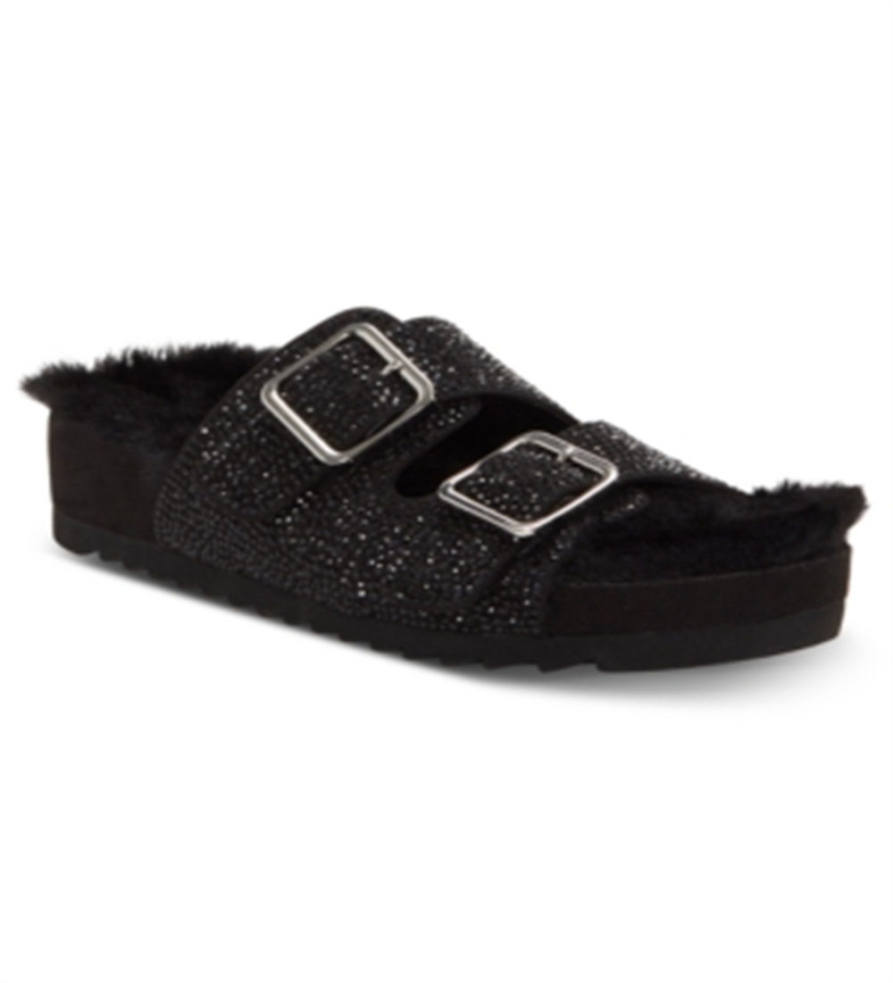 INC International Concepts Women's Fabric Open Toe Casual Shoe Black Size 6.5