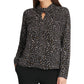 DKNY Women's Confetti Print Twist Neck Top Gray Size X-Small