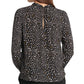 DKNY Women's Confetti Print Twist Neck Top Gray Size X-Small