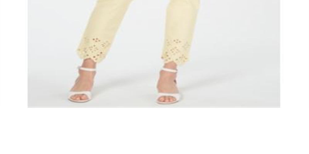 Charter Club Women's Bristol Eyelet Hem Skinny Jeans Yellow Size 14