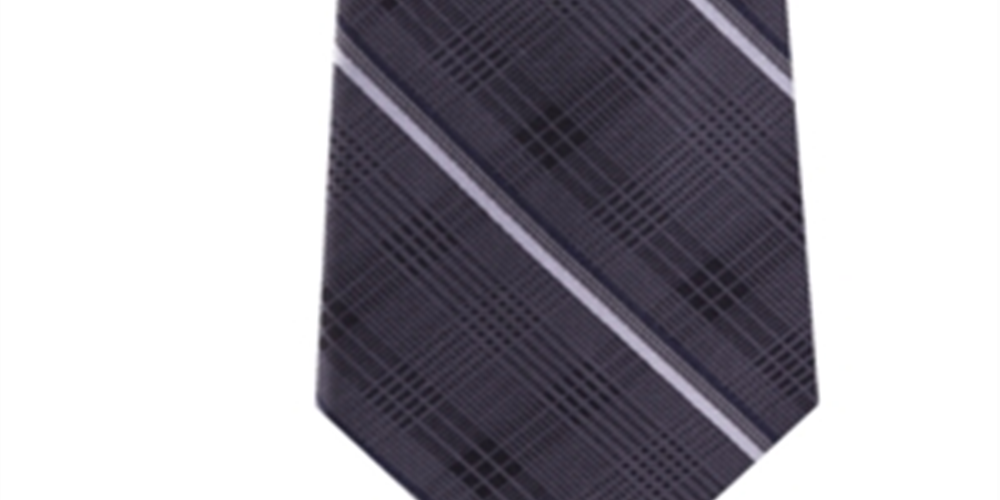 Michael Kors Men's Classic Tonal Glen Plaid Stripe Silk Tie Black Size Regular
