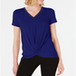 JM Collection Women's Embellished Twist Front Top Blue Size Petite XL