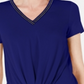 JM Collection Women's Embellished Twist Front Top Blue Size Petite XL
