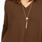 Style & Co Women's Long Sleeve V Neck T-Shirt Brown Size Small