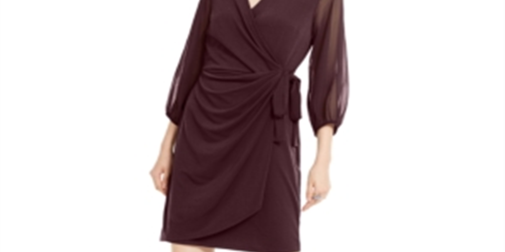 INC International Concepts Women's Above the Knee Wrap Dress Formal Dress Red Size Medium