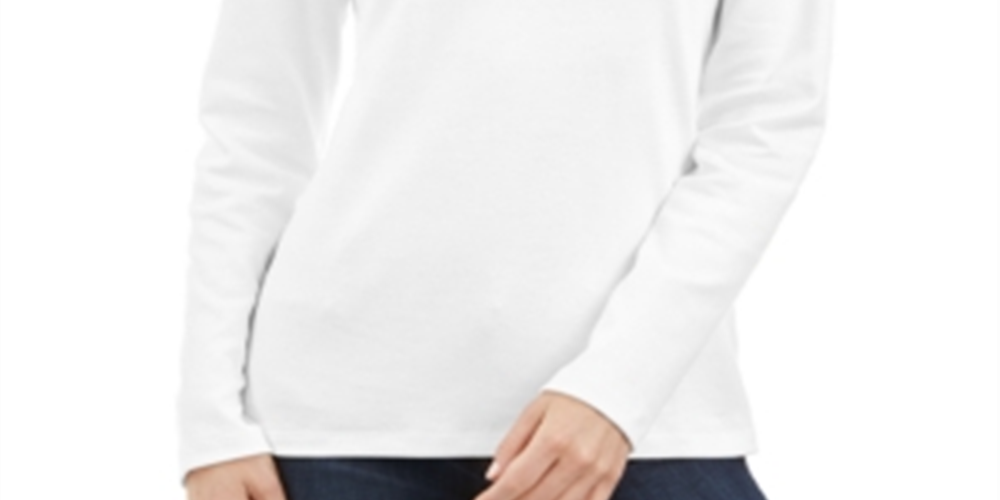 Karen Scott Women's Cotton Turtleneck White Size XX-Large
