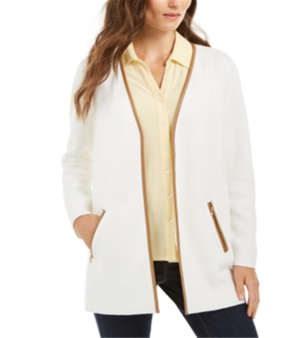 Charter Club Women's Milano Cotton Completer Sweater White Size Petite Medium