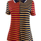 Tommy Hilfiger Women's Plus Striped Pique Zip Polo Shirt Blue Size 2X