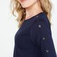 Charter Club Women's Supima Cotton Embellished Top Blue Size Large