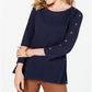 Charter Club Women's Supima Cotton Embellished Top Blue Size Large