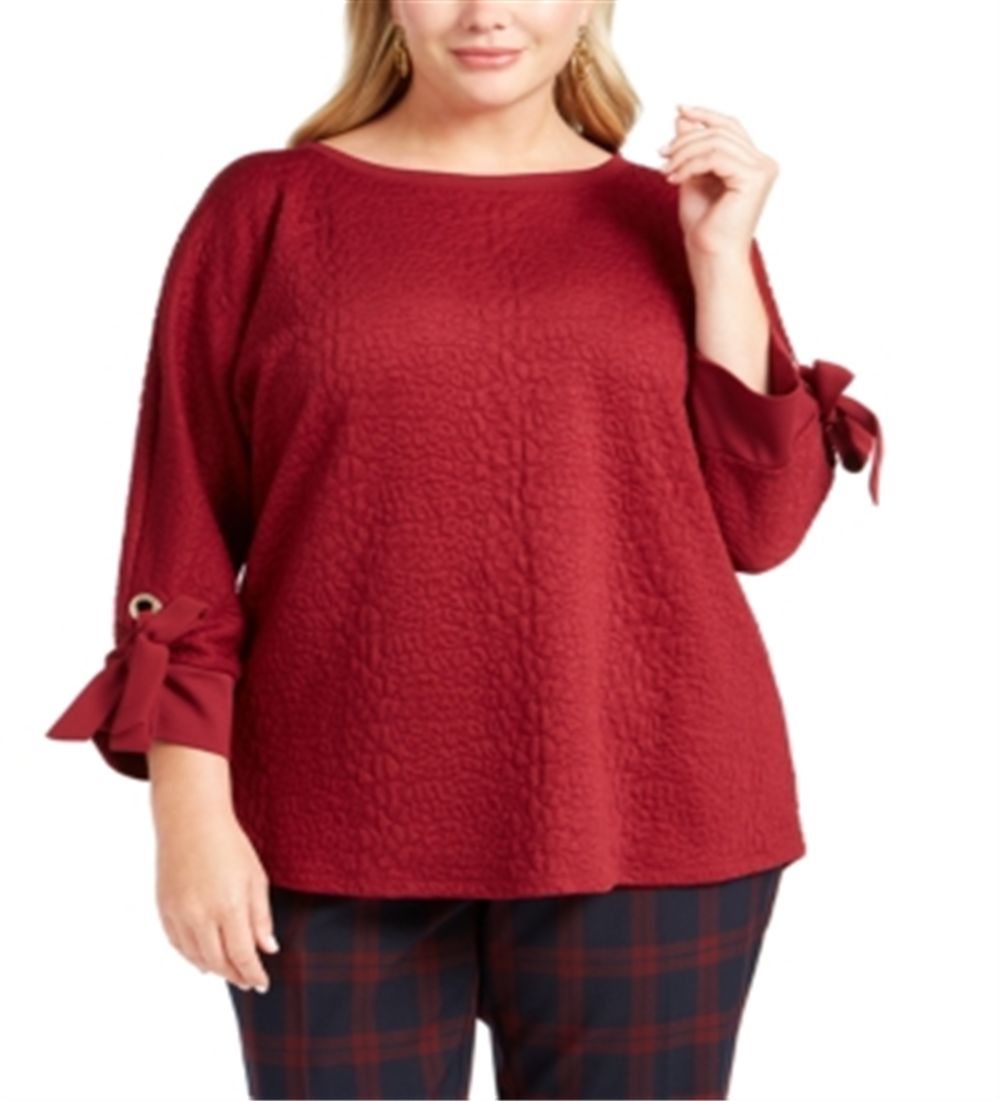 Charter Club Women's Textured Top Wine Size 0X