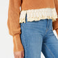 Free People Women's at First Glance Turtleneck Knit Ribbed Trim Sweater Orange Size Large