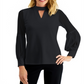 JM Collection Women's Sheer Sleeve Top Black Size X-Small