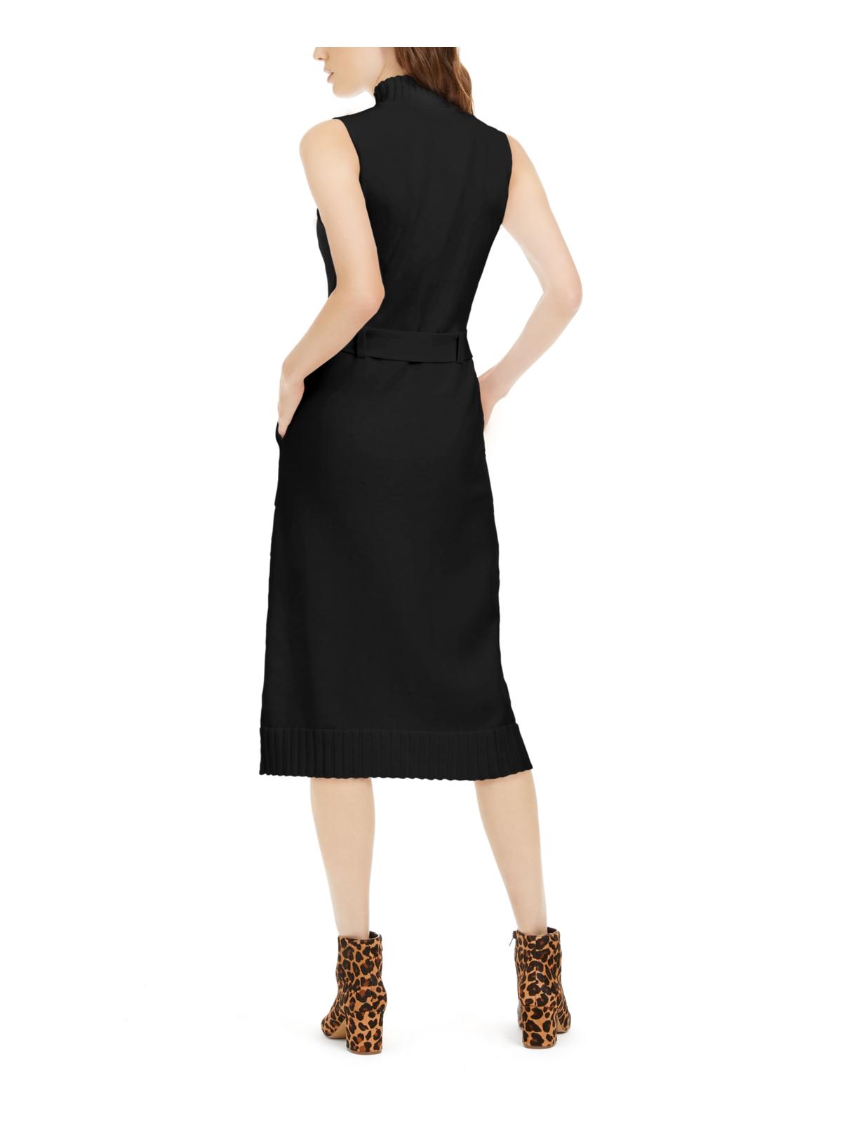 INC International Concepts Women's Belted MIDI Sweater Dress Black Size Small