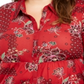 Style & Co Women's Plus Floral Print Tiered Blouse Red Size 0X