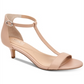 Alfani Women's Chiarra Leather Open Toe Formal T-Strap Sandals Blush  Size 7.5M